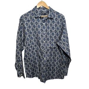 Cremieux Classics Paisley Button-Down Shirt 100% Cotton‎ Men’s XL Blue